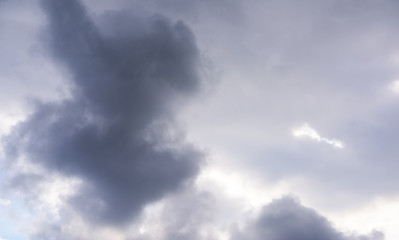 Beautiful puffy clouds isolated against blue skies