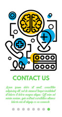 Medical support contact banner. Outline illustration of medical support contact vector banner for web design
