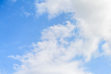Beautiful puffy clouds isolated against blue skies
