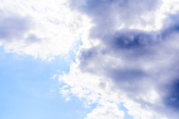 Beautiful puffy clouds isolated against blue skies