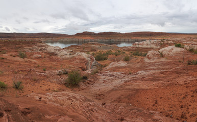 Lake Powell red rock shore stunning panorama