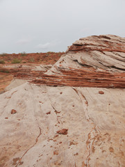 Arizona desert landscape scenic view with layered  red rock strata formation near Lake Powell