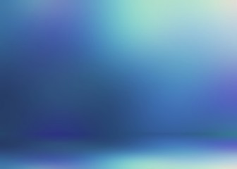 Secret defocus light on fantastic blue 3d background. Flare gleaming wall blurred texture. Cool creative studio interior.