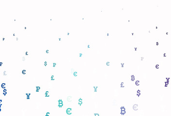 Light Pink, Blue vector pattern with symbols of currency.