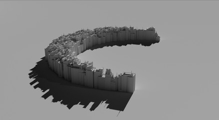 City Center 3d rendering, illustration 3d	