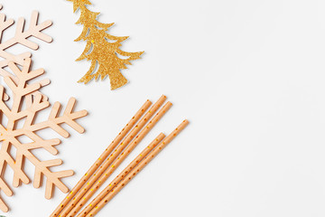 Winter holiday christmas decorations on white background