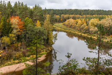 Fototapeta premium Peaceful River in Autumn in Latvia