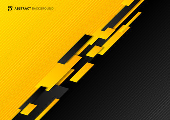 Abstract technology template geometric diagonal overlapping separate contrast yellow and black background.