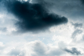 Beautiful puffy clouds isolated against blue skies
