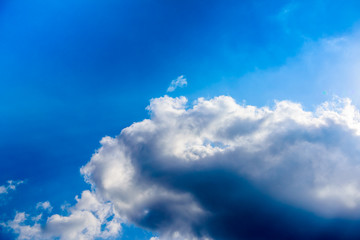 Beautiful puffy clouds isolated against blue skies