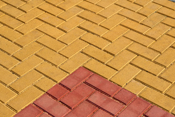 yellow and red brown paving tile for background or texture