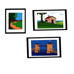 Three Wall Pictures - Cartoon Vector Image