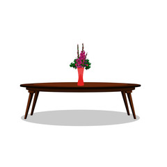 Center Table With Colourful Flower Vase - Vector Image