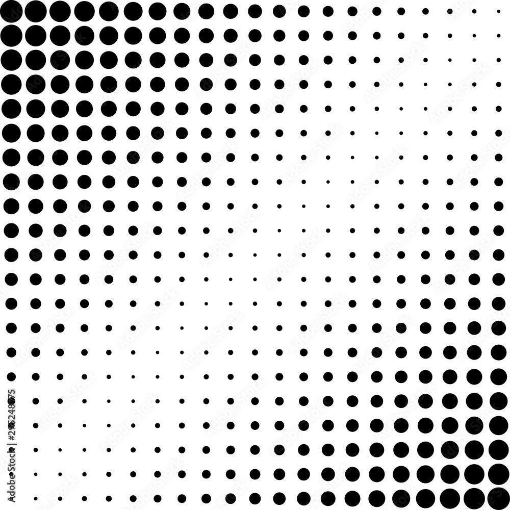 Wall mural halftone effect background. vector dotted balck and white gradient pattern. texture for modern templ