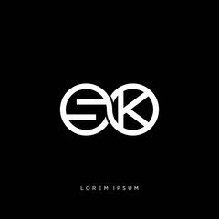 SK initial letter linked circle capital monogram logo modern template silver color version