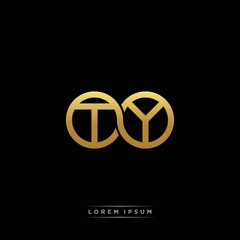 TY initial letter linked circle capital monogram logo modern template silver color version