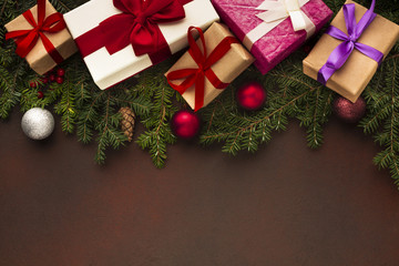 Top view christmas decoration with copy space