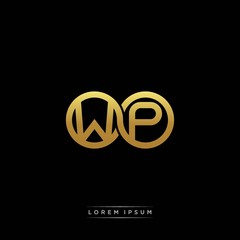 WP initial letter linked circle capital monogram logo modern template silver color version