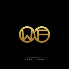 WF initial letter linked circle capital monogram logo modern template silver color version