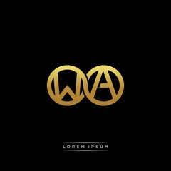 WA initial letter linked circle capital monogram logo modern template silver color version