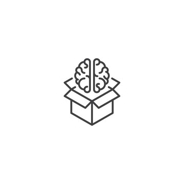 Think out of the box, Brain box. Vector logo icon template