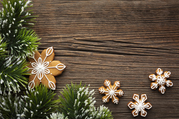 Top view christmas concept on a table