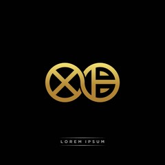 XB initial letter linked circle capital monogram logo modern template silver color version