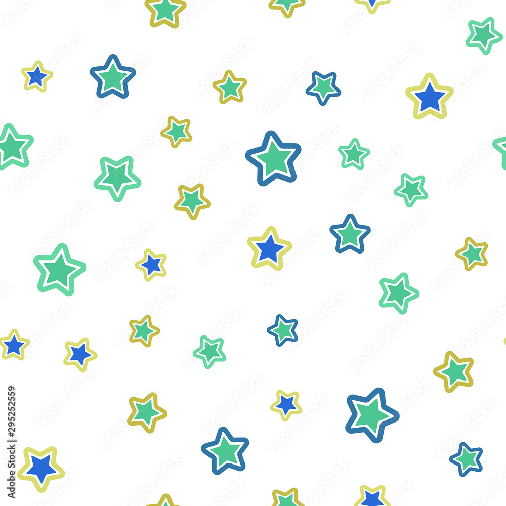 Wall mural light blue, yellow vector seamless pattern with christmas stars. decorative shining illustration wit