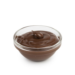 Chocolate paste in a glass bowl.