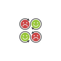 Changing emotions, moody, mood booster. Vector icon template
