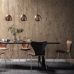 Foto op Plexiglas Dining Room Set in Contemporary Copper Design (focused) - 3d visualization © 4th Life Photography