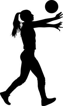 volleyball girl player. women play volleyball silhouette vector