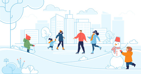 Winter Season Outdoor Recreation Vector Concept