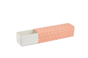 Rectangular cardboard pink box for desserts.