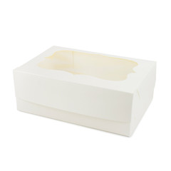 White cardboard box for desserts.
