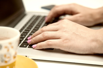 Woman working at home office