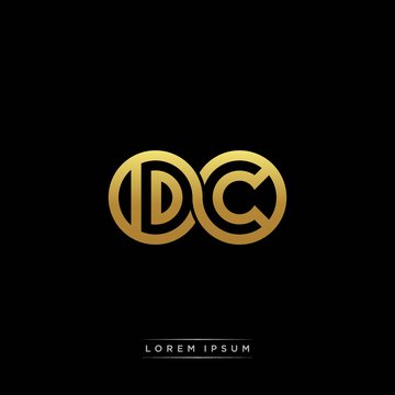 DC initial letter linked circle capital monogram logo modern template silver color version