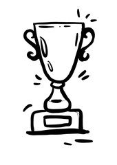 Illustration Hand Drawn Brush of Trophy Cup Champion Winner. Flat, Icon, Sign, Logo, Symbol, Object, Graphic Design, Element, Background, Print.