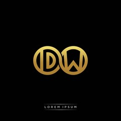 DW initial letter linked circle capital monogram logo modern template silver color version