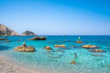 Fototapeta premium Famous Petanoi beach in Kefalonia island, Greece.