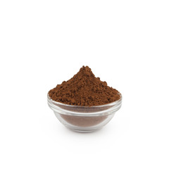 Cocoa powder in a glass bowl.