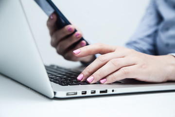 Woman working at home office