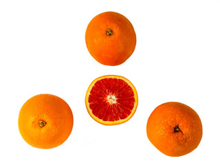 Top view of fresh red bloody oranges.