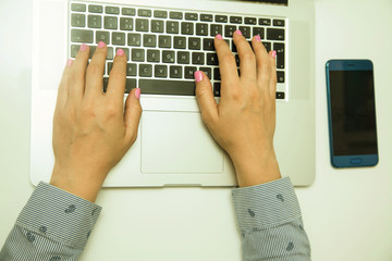 Woman working at home office