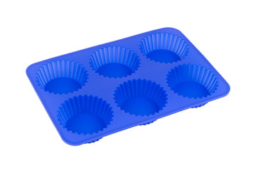 Silicone mold for baking muffins.