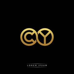 CY initial letter linked circle capital monogram logo modern template silver color version