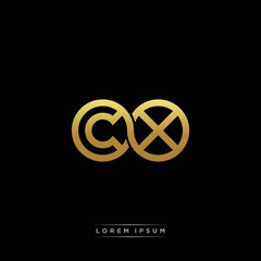 CX initial letter linked circle capital monogram logo modern template silver color version