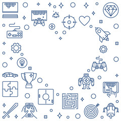 Video Games Heart Frame vector outline concept illustration