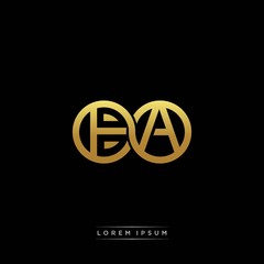 BA initial letter linked circle capital monogram logo modern template silver color version