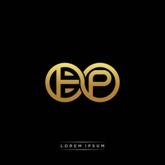 BP initial letter linked circle capital monogram logo modern template silver color version